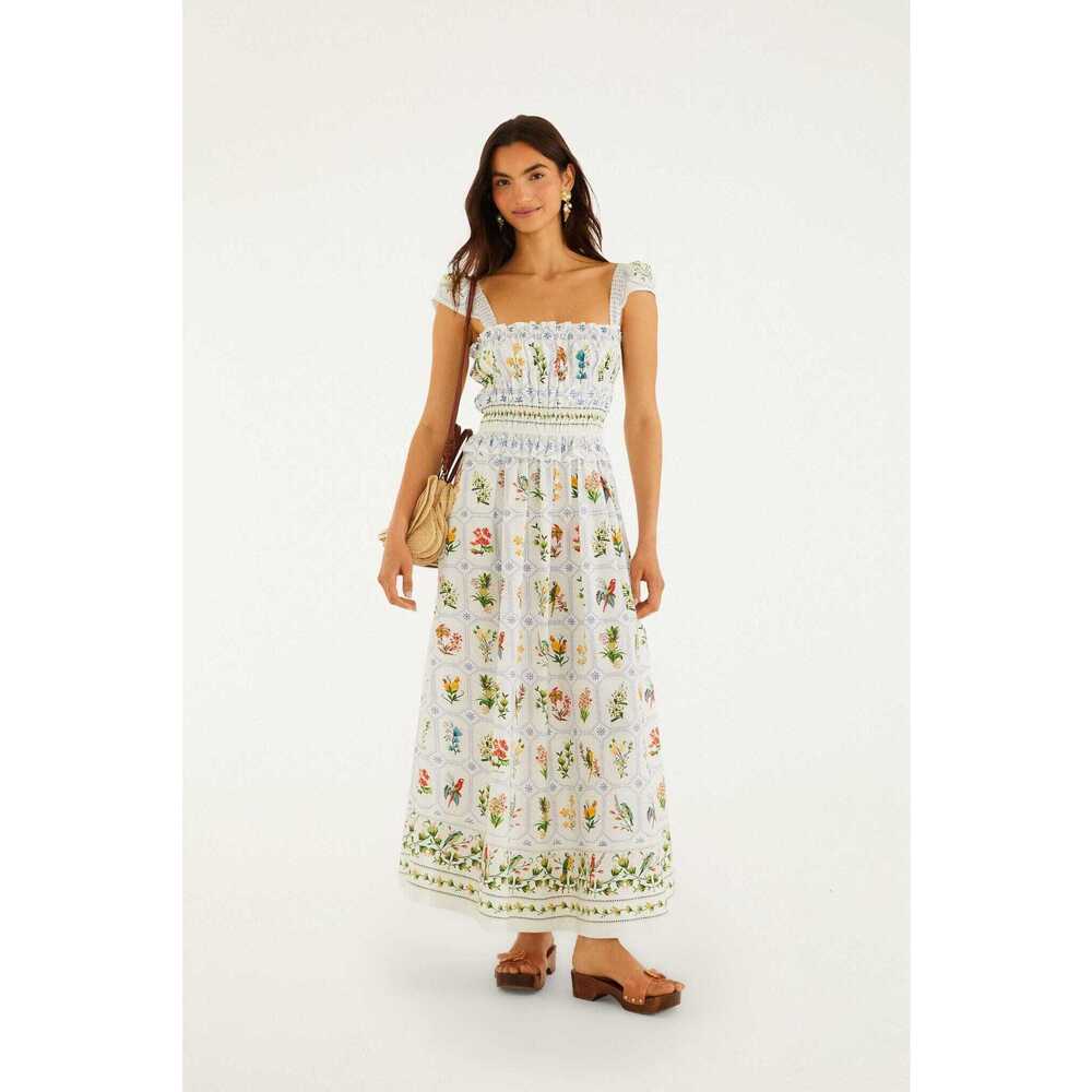 Off-White Tropical Porcelain  Maxi Dress